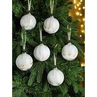 Very Home Set Of 6 Marble Glass Christmas Tree Baubles