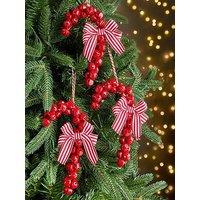 Very Home Set Of 3 Candy Cane Bell Christmas Tree Decorations