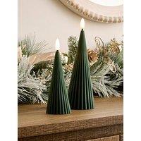 Very Home Set Of 2 Tree Shape Led Christmas Candles
