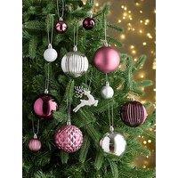 Very Home Bumper Pack Of 50 Pink And Silver Christmas Tree Decorations