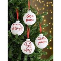 Very Home Set Of 4 Message Glass Christmas Baubles