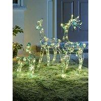 Very Home Set Of 3 Led Iridescent Reindeer Family Outdoor Christmas Lights