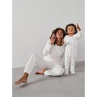 The Very Collection Baby Girl Family Christmas Pj Soft Touch Foil Print Romper - Cream