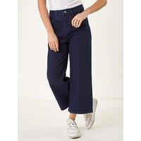 Roman Dusk Denim Pocket Detail Wide Leg Culotte - Indigo