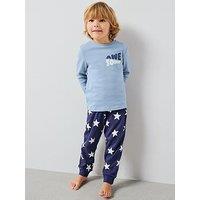 The Very Collection Boys Awesome Star Print Bottom Pyjama Set - Blue
