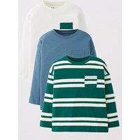 The Very Collection Boys 3 Pack Stripe Detail Long Sleeve Tshirt - Multi