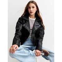 New Look 915 Girls Faux Leather Biker Jacket - Black