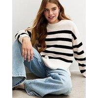 New Look 915 Girls White Striped Side Slit Jumper