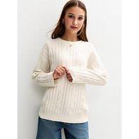 New Look 915 Girls Slouchy Cable Knit Jumper - Cream