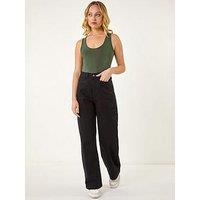 Roman Denim Stretch Wide Leg Jeans - Black