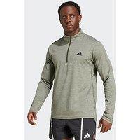 Adidas Mens Training Essentials 1/4 Zip Top - Khaki