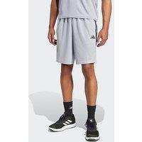 Adidas Mens Training Essentials Pique 3 Stripe Shorts - Grey