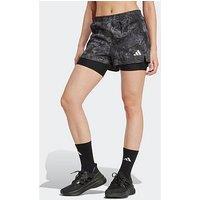 Adidas Womens Running Own The Run Printed 2In1 Shorts - Grey
