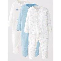 The Very Collection Baby Girls 3 Pack Bow & Spot Sleepsuits - Blue