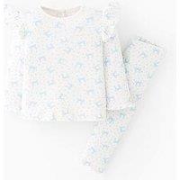 The Very Collection Baby Girls Rib Long Sleeve T-Shirt And Legging Bow Print Set - Cream
