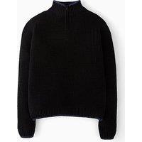 The Very Collection Boys Long Sleeve Rib Knit Half Zip Jumper - Black