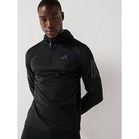 Adidas Mens Running Own The Run Winter 1/2 Zip Hooded Top - Black