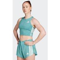 Adidas Womens Running Adizero Zip Crop Tank - Green