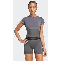 Adidas Womens Training Hyperglam Rib Baby T-Shirt - Grey