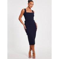 Quiz Navy Bow Back Midi Dress