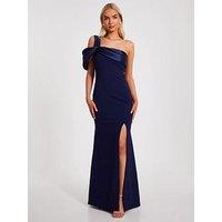 Quiz Navy One Shoulder Maxi Dress