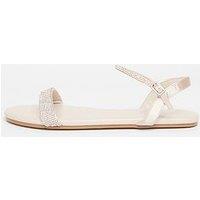 Quiz Nude Diamante Flat Sandals