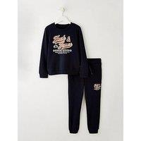 Jack & Jones Mini Younger Boys 2 Piece Logo Sweat Joggers - Navy