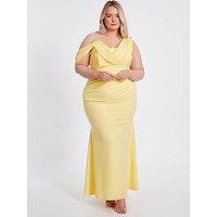 Quiz Curve Lemon Asymmetric Maxi Dress