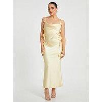 Quiz Petite Lemon Satin Midaxi Dress