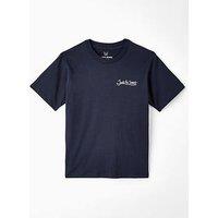 Jack & Jones Junior Boys Yuki Studio Back Print Short Sleeve T-Shirt - Navy