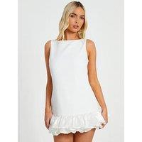 Quiz White Satin Ruched Dress