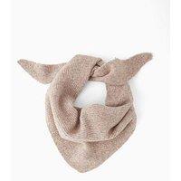 The Very Collection Knitted Ribbed Triangle Scarf With Wool - Beige