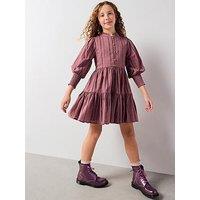 V By Very Girls Broiderie Blouson Sleeve Dress