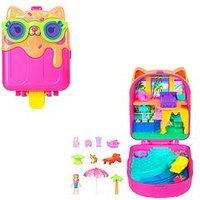 Polly Pocket Kitty Popsicle Resort Compact Playset With 1 Micro Doll And Pet Puppy, Travel Toy With Themed Accessories