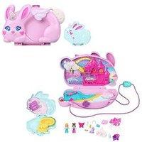 Polly Pocket 2-In-1 Bunny Fun Compact, Wearable Purse Playset With 2 Dolls & 12 Accessories Including Pets