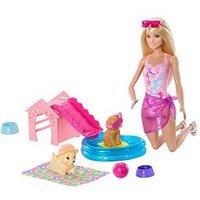 Barbie Puppy Pool Party Playset With Doll, Pool, Doghouse & Slide, 2 Pet Figures & 6 Accessories