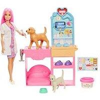 Barbie Fast Cast Veterinarian Clinic Playset With Pink Colored Hair Fashion Doll, Vet Furniture & 10+ Accessories