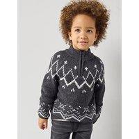The Very Collection Boys Fairsile Half Zip Knitted Jumper - Navy