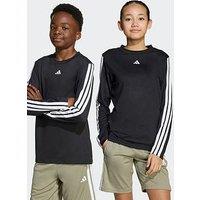 Adidas Unisex Junior Training Essentials 3 Stripe Long Sleeve Top - Black