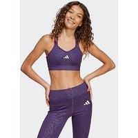 Adidas Girls Junior Training Print Sports Bra - Purple