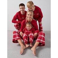 The Very Collection Kids Family Christmas Pj Jolly Brushed Back Sweat And Woven Bottom Set - Red