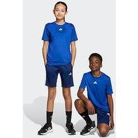 Adidas Unisex Junior Training Essentials 3 Stripe T-Shirt & Short Set - Blue