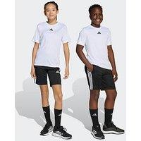 Adidas Unisex Junior Training Essentials 3 Stripe T-Shirt & Short Set - White