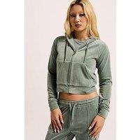 Juicy Couture Classic Velour Hoodie With Logo - Green