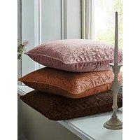 William Morris At Home Strawberry Thief Embossed Cushion In Chocolate