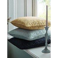 William Morris At Home Strawberry Thief Embossed Cushion In Prussian Blue