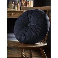 William Morris At Home Strawberry Thief Embossed Circular Cushion In Prussian Blue
