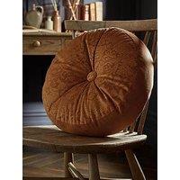 William Morris At Home Strawberry Thief Embossed Circular Cushion- Saffron