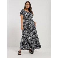 Yours Curve Gypsy Bardot Maxi Dress - Blue