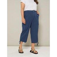Yours Curve Woven Cargo Crop Trouser - Blue